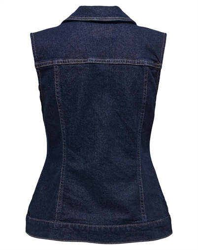 Only - OnlJoana Rinse Denim Vest - Dark Blue Denim